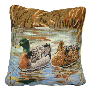 Needlepoint Mallard Ducks Pillow Cover