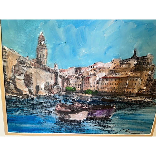 Vintage Venice, Italy scene art print. Nicely matted ready to frame very colorful and beautiful.