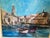 Vintage Venice, Italy scene art print. Nicely matted ready to frame very colorful and beautiful.