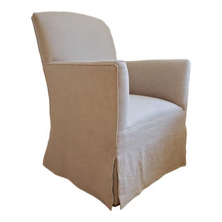 Vintage Lounge Chair in Natural Washed Linen For Sale