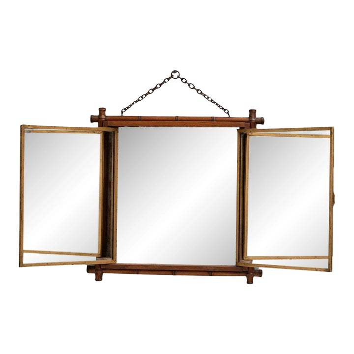 1900s French Faux Bamboo Opening Mirror | Chairish