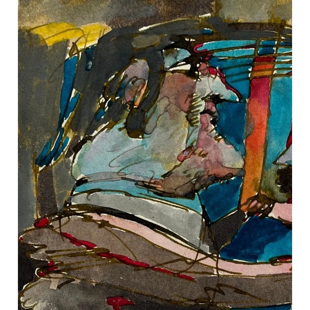 "Portrait of a Couple" 1990s Painting For Sale - Image 4 of 6