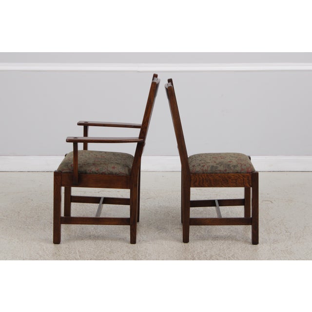 Wood Set of 8 Stickley Mission Oak Dining Room Chairs For Sale - Image 7 of 18