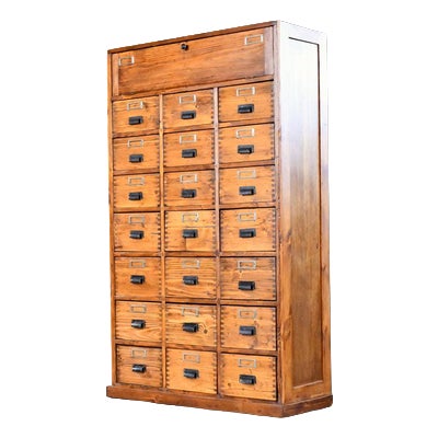 Bank of Pine Workshop Drawers, 1940s For Sale