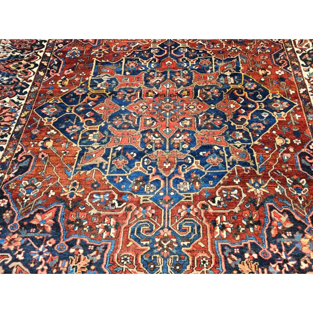 Vintage Oversize Persian Bakhtiari Rug, Hand-Knotted Wool, Geometric Pattern, Burgundy & Ivory, 11x15 For Sale - Image 12 of 16