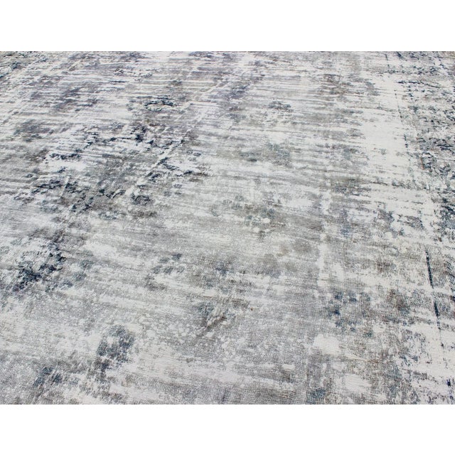 Mid 20th Century Mid 20th Century Vintage Rug With Abstract Design in Silver Blue Gray L. Blue For Sale - Image 5 of 10