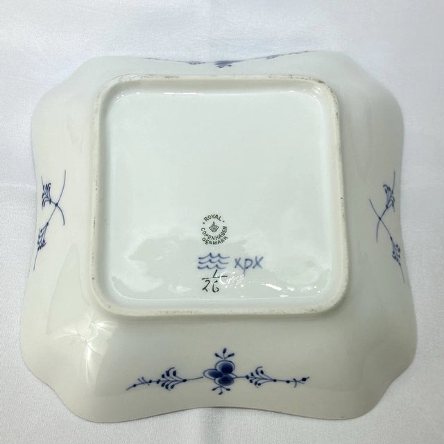 Beautiful and timeless Royal Copenhagen Blue Fluted Plain square vegetable bowl, measuring approximately 8.25 inches. This...