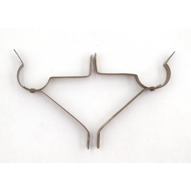 Pair of Brass Plated Steel Curtain Rod Brackets For Sale - Image 4 of 5