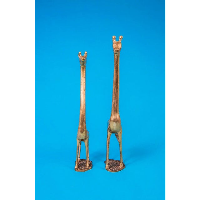 Vintage 1970's Solid Brass Giraffes - a Pair For Sale - Image 4 of 10