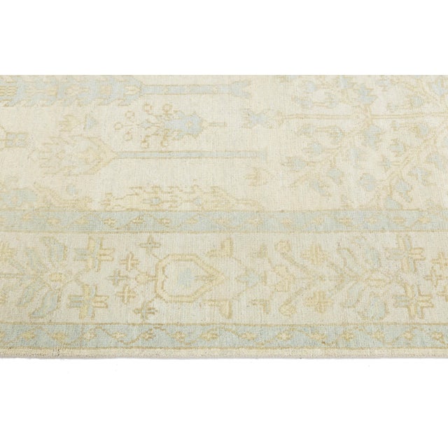 Ivory Modern Oushak Style Hand-Knotted Wool Area Rug – Pale Ivory & Soft Sage 9x12 For Sale - Image 8 of 10