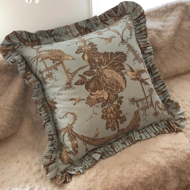 Neoclassical Vintage Brunschwig & Fils Kininvie Toile Euro Pillow With Down Feather Insert For Sale - Image 3 of 12