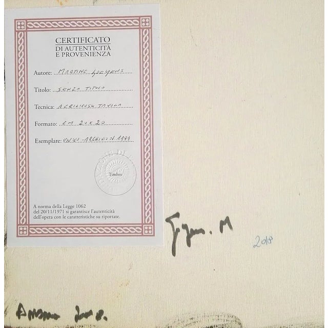 Butterfly is a contemporary artwork realized by the Belgian artist Martine Goeyens in 2018. Acrylic on table. Hand-signed...