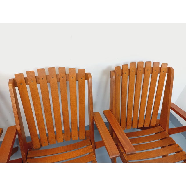 Vintage Beechwood Garden Armchairs, 1960s, Set of 4 For Sale - Image 14 of 18