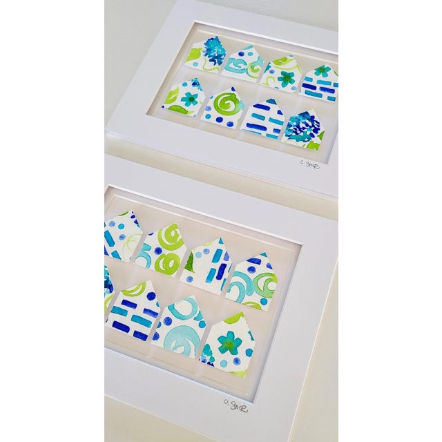 Paper "Endless Summer Little Houses No. 1" Original Abstract Collage by Suzanne MacCrone Rogers For Sale - Image 7 of 9