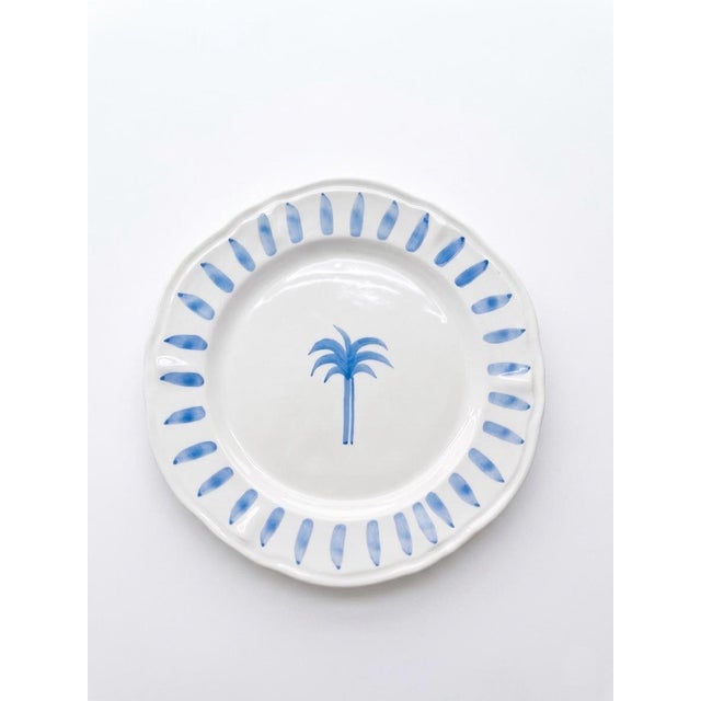 Les-Ottomans Italian Ceramic Palm Tree Dinner Plates - Set of 6 For Sale - Image 4 of 7