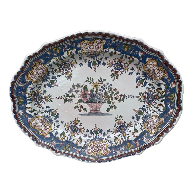 Large French Faience Platter Circa 1950 For Sale