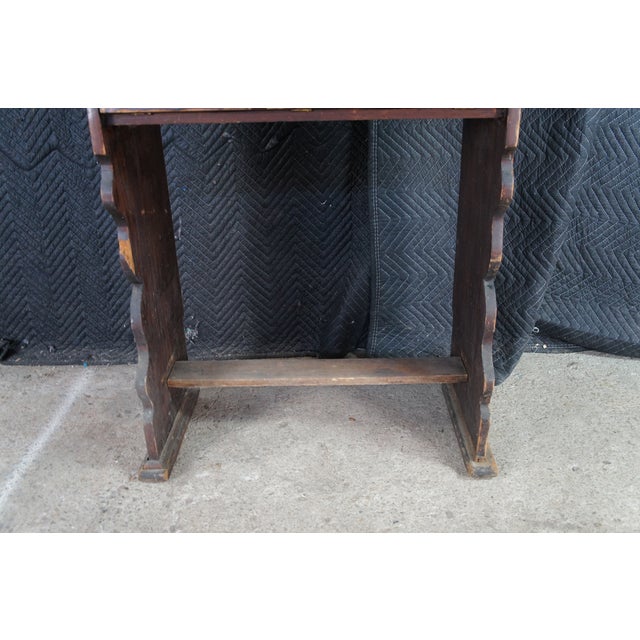Wood Antique Oak Drop Front Secretary Desk Bookcase Bookshelf Console 65" For Sale - Image 7 of 12