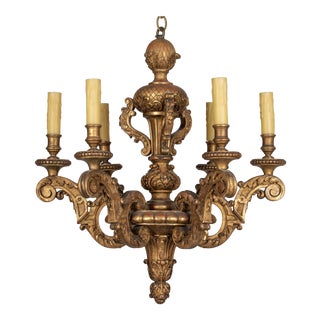 Early 20th Century Italian Giltwood Chandelier For Sale