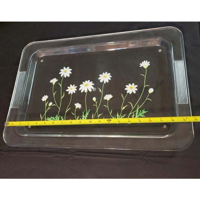 Mid-Century Modern Vintage Lucite Daisy Bar Serving Tray For Sale - Image 3 of 11