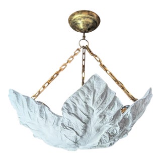 White Plaster Leaf Pendant Light For Sale