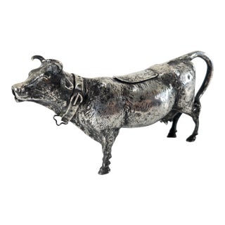 Late 19th Century German .800 Hanau Silver Cow Form Creamer by Neresheimer For Sale