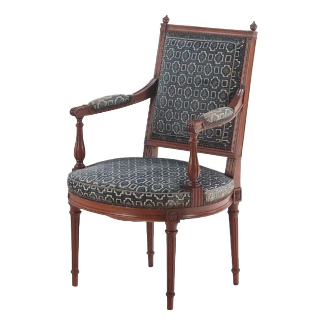 A French Louis XVI Style Open Armchair, C. 1940. For Sale