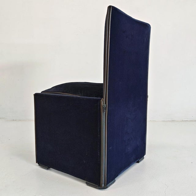 Textile Blue Velvet Model 401 Break Chairs by Mario Bellini for Cassina, 1980s, Set of 4 For Sale - Image 7 of 18