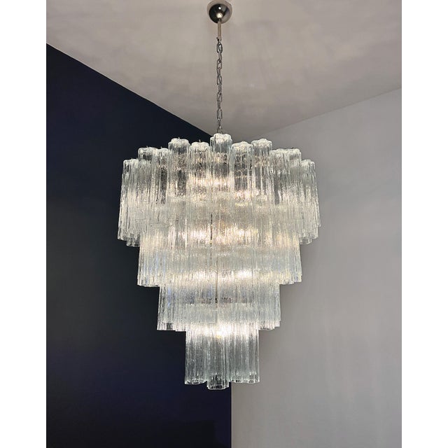 Large Vintage Clear Murano Glass Tiered Chandelier, 1990s For Sale - Image 15 of 16