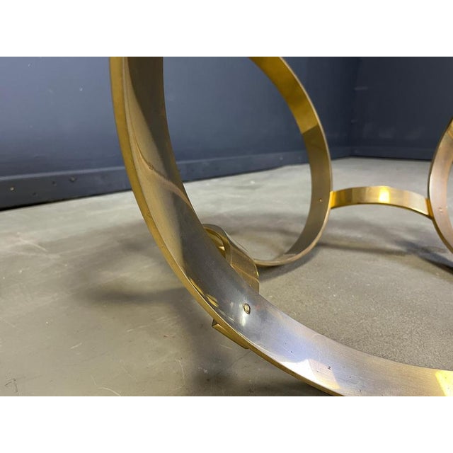 Metal Vintage Brass Coffee Table with Glass by Knut Hesterberg, 1970s For Sale - Image 7 of 15