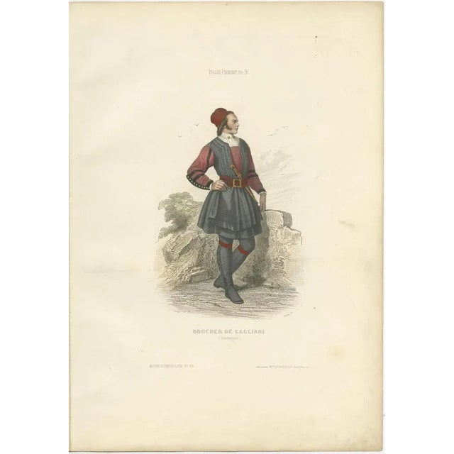 Sardinian Butcher Print Cagliari Italy 1853 by Compte-Calix – Hand-Colored Lithograph This impressive antique print...