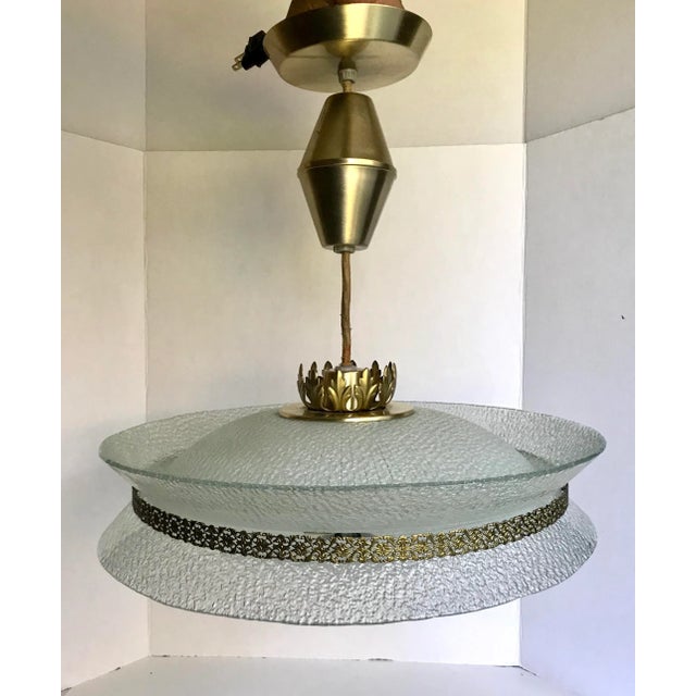 1950s Rippled Glass and Brass Chandelier Attributed to Carl Fagerlund For Sale - Image 10 of 10