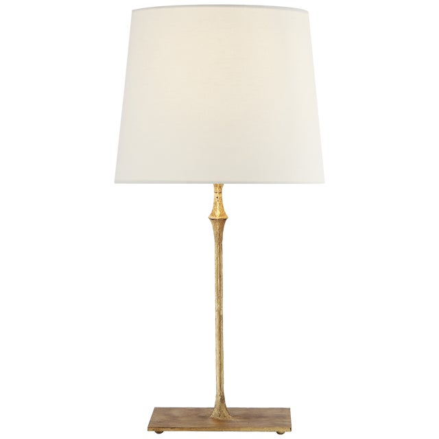 Transitional Visual Comfort Signature Dauphine Bedside Lamp in Gilded Iron with Linen Shade For Sale - Image 3 of 3