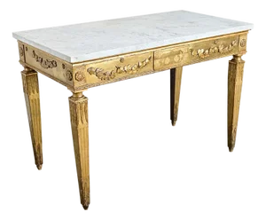 Italian 18th Century Giltwood Console with Original Marble Top