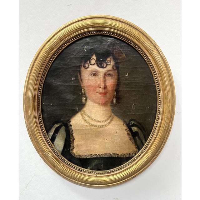 Bust of a Woman, 19th Century, Oil on Canvas, Framed For Sale - Image 8 of 17