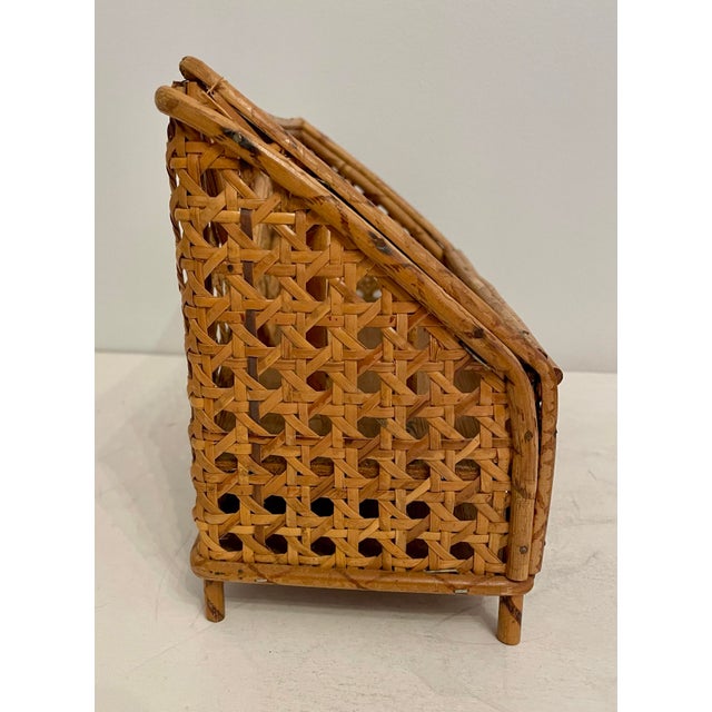 Vintage Rattan Caned Letter Holder or Desk Organizer. Three compartments on top and a large area on bottom. Good condition...
