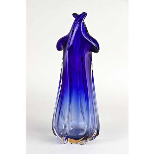 1970s Mid-Century Modern Blue Murano Glass Vase, Italy, 1970 For Sale - Image 5 of 18