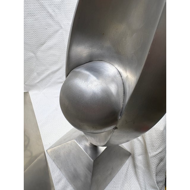 Original Akio Makigawa Style Post Modern Cast Aluminum Abstract Space Age Table Lamp For Sale - Image 11 of 12