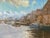 Wood Contemporary British Oil by Listed Artist “Winter on Exeter Quay”, Framed For Sale - Image 7 of 9