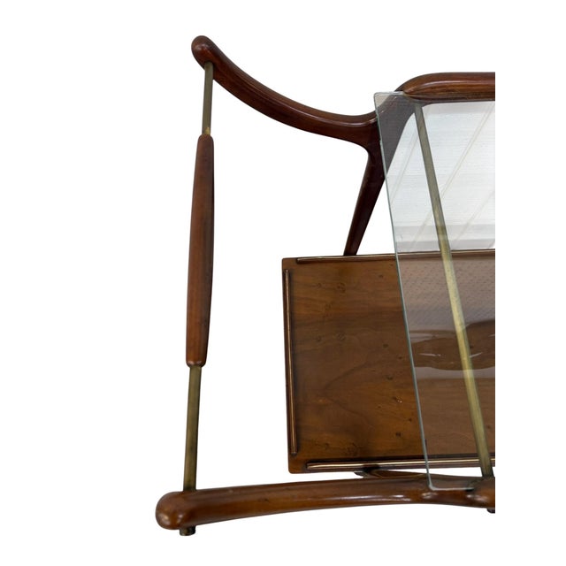 1960s Mid-Century Italian Modern Walnut Serving Cart For Sale - Image 5 of 8