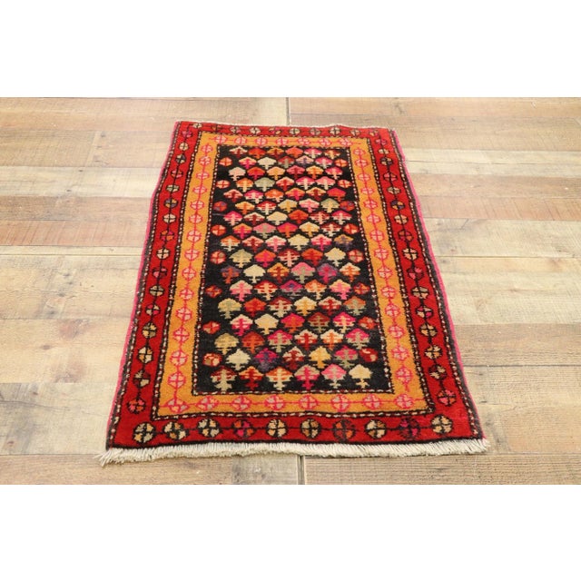 Textile Vintage Persian Hamadan Rug - 01'10 X 03'00 For Sale - Image 7 of 9