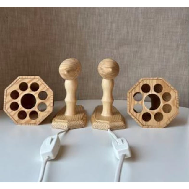 1970s Pine Wall Sconces, Swedish, 1970s, Set of 2 For Sale - Image 5 of 6