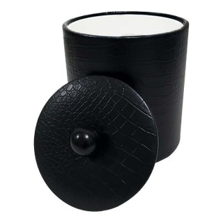 Black Faux Aligator Ice Bucket & Lid For Sale