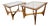 Vintage Lane Silhouette Mid-Century Modern Walnut Side Tables, Pair – Sculptural X-Stretcher Base With Inset Glass Tops For Sale