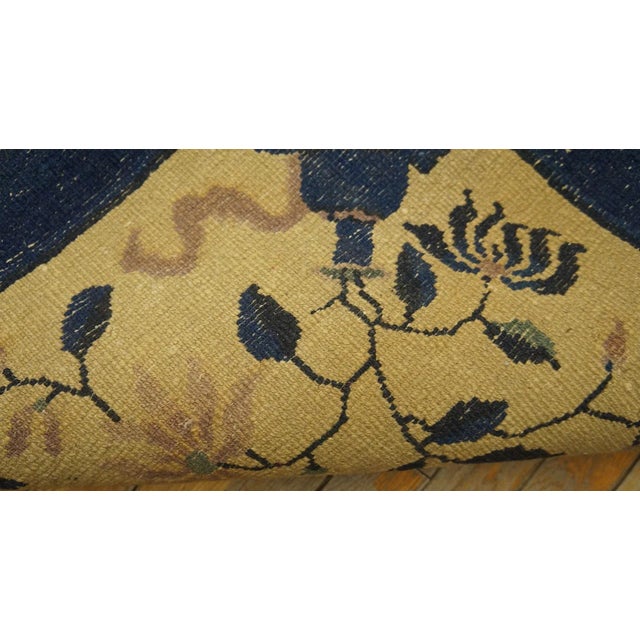 1920s Blue Navy Vase Floral Antique Chinese Peking Carpet 9'2" X 11'6" Knotted Wool Rug For Sale - Image 13 of 13