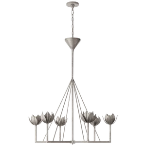 Julie Neill for Visual Comfort Signature Alberto Large Single Tier Chandelier in Burnished Silver Leaf