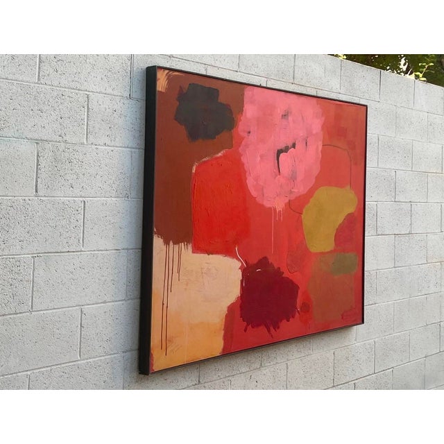 Large Abstract Painting in Rich Red Colors by Artist John Luckett, 48” X 60” For Sale - Image 4 of 8