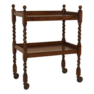 Edwardian Oak Bar Cart From England, Circa 1900 For Sale