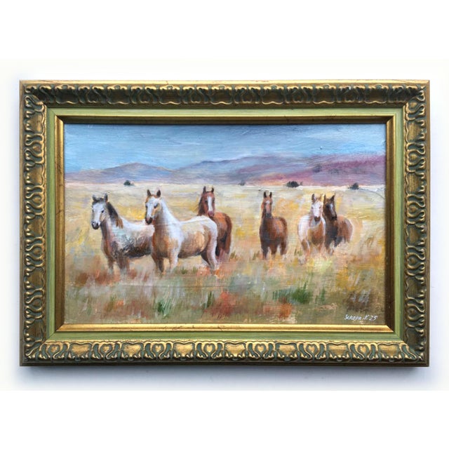 Framed Original Painting Landscape Iceland Horses by Valeriya Serova For Sale - Image 10 of 10