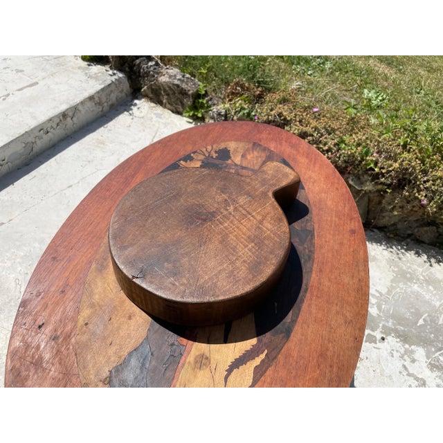 Wood Vintage Wood Round Serving Tray Platter, France, 1960s For Sale - Image 7 of 8