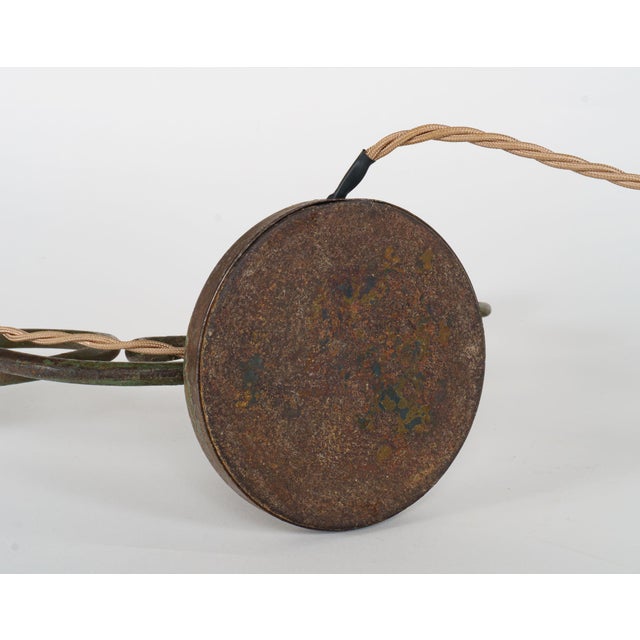 1920s Antique French Polychrome Wrought Iron 2-Arm Table Lamp, 1920s For Sale - Image 5 of 7